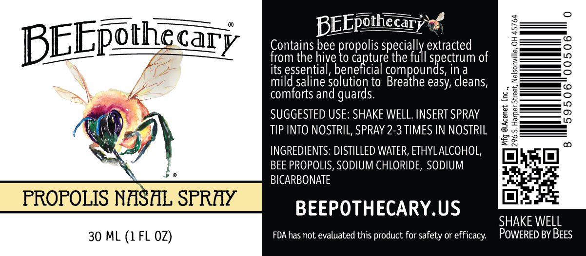 Product label for BEEpothecary Propolis Nasal Spray