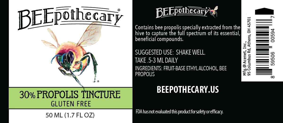 Product label for BEEpothecary 30% Propolis Tincture Gluten Free