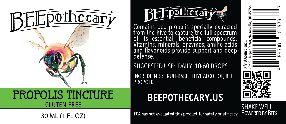 Product label for BEEpothecary Propolis Tincture Gluten Free