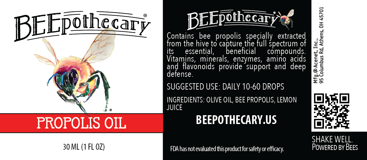 Product label for BEEpothecary Propolis Oil