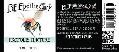 Product label for BEEpothecary Propolis Tincture