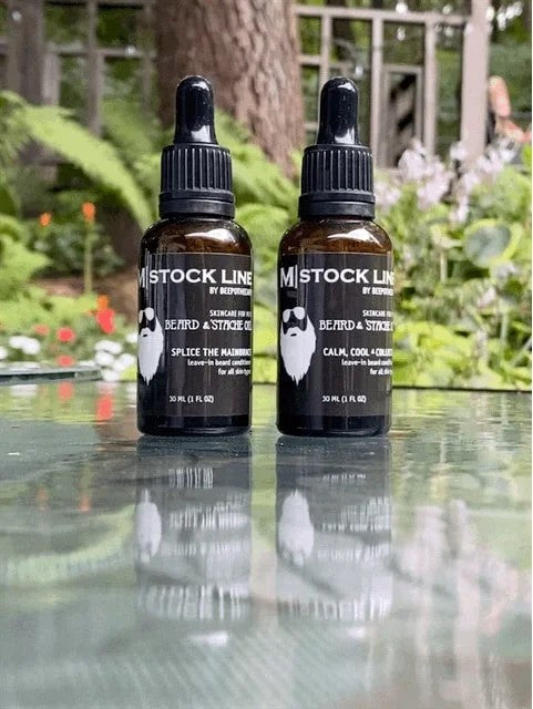BEEpothecary best beard oil in dark bottle with dropper and black label