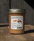 Cinnamon Creamed Honey in an 8oz jar with a twist off lid.